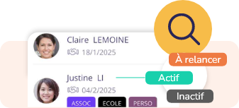 Visualisation des membres actifs, dormants ou à relancer