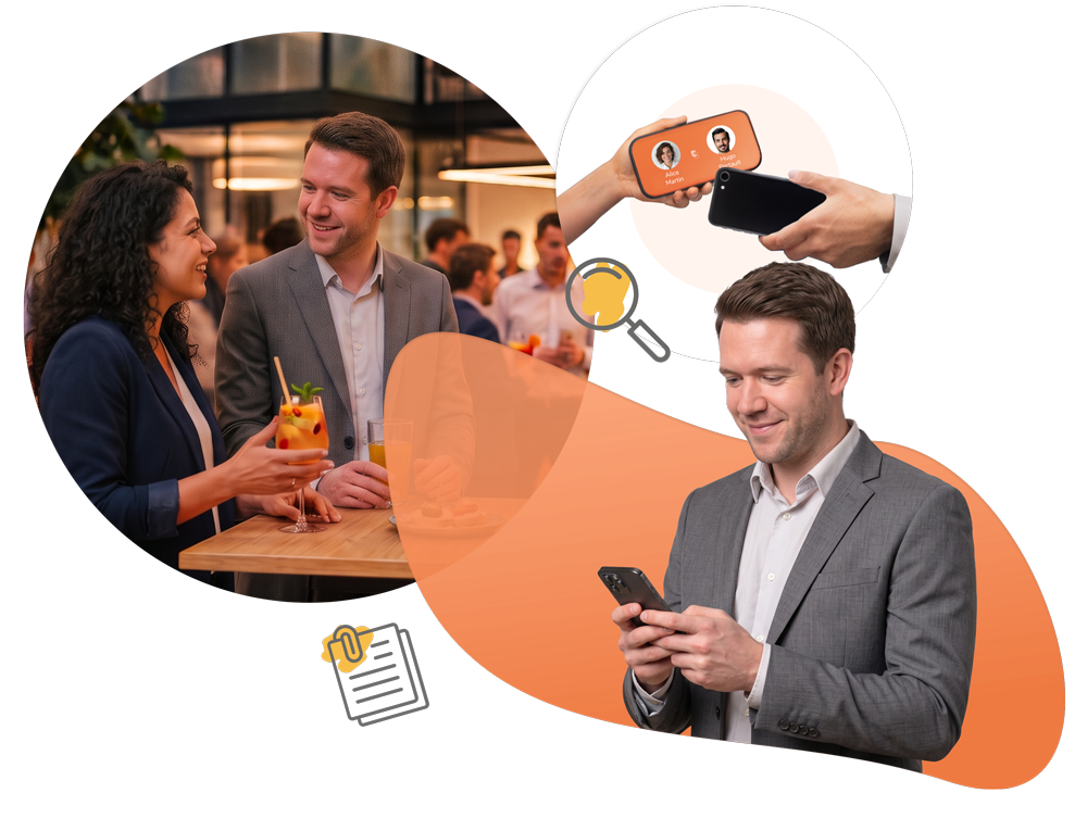 un échange avec un autre membre ou un invité lors d’une réunion ou d’un afterwork